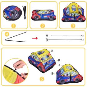 Tente de Jeu Voiture de Course Pop-Up pour Enfants – خيمة لعب سيارة سباق للأطفال مع 50 كرة بلاستيكية