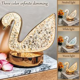 مصباح طاولة وإضاءة ليلية كريستالية بسطوع قابل للتعديل