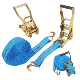 حزام تثبيت بشدادة 10م بخطافين معدنيين – قوة 10000 رطل