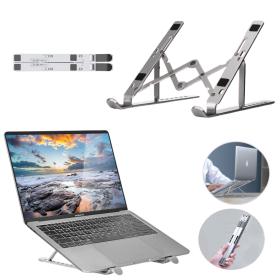 حامل لابتوب قابل للطي والتعديل مصنوع من الألمنيوم، يوفر ثباتاً وراحة مثالية أثناء الاستخدام.